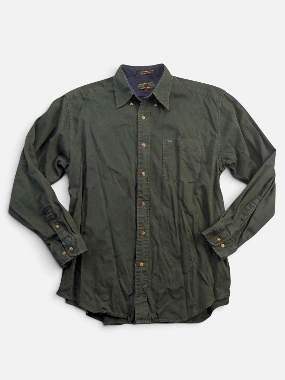 Vintage Alexander Julian Colours Forest Green Heavy Twill Button Down Shirt L